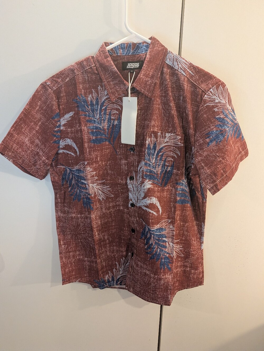 Jogal Men's Small Red Short-Sleeve Tropical Hawaiian Shirt NWT